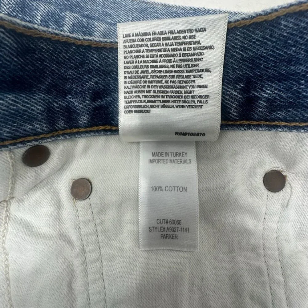 Agolde Parker Long Jean Shorts Size 32 In Heatwave Wash Cut Off Raw Frayed Hem - Picture 5 of 6